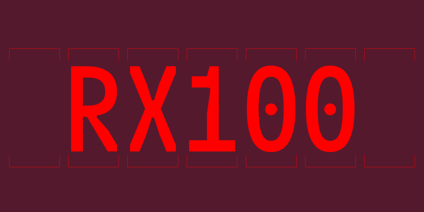 Przykład czcionki RX 100 Regular
